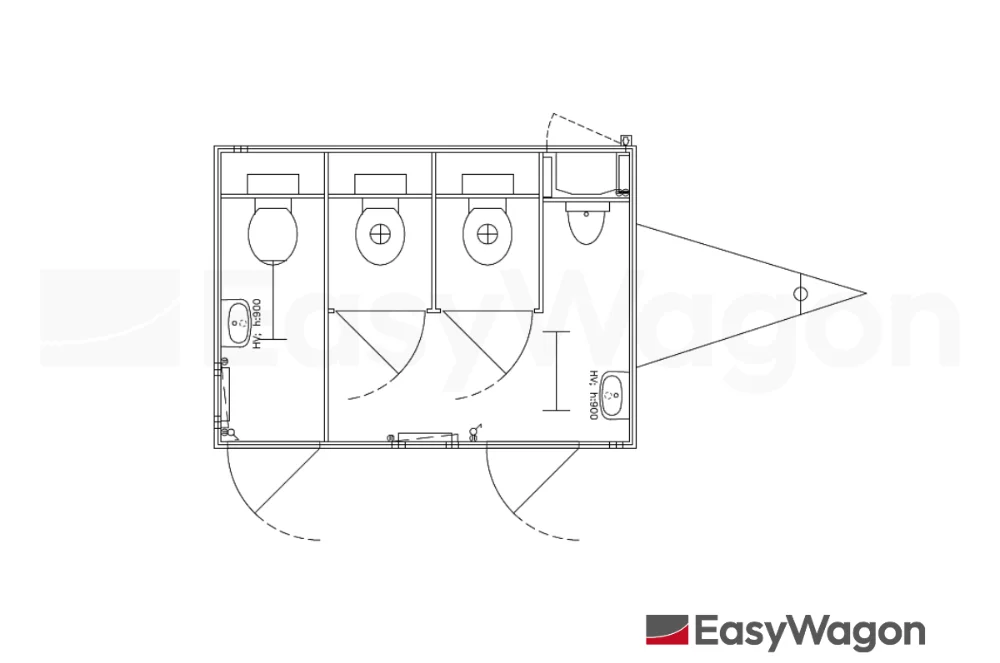 Plattegrond van de toiletwagen Easywagon EW320