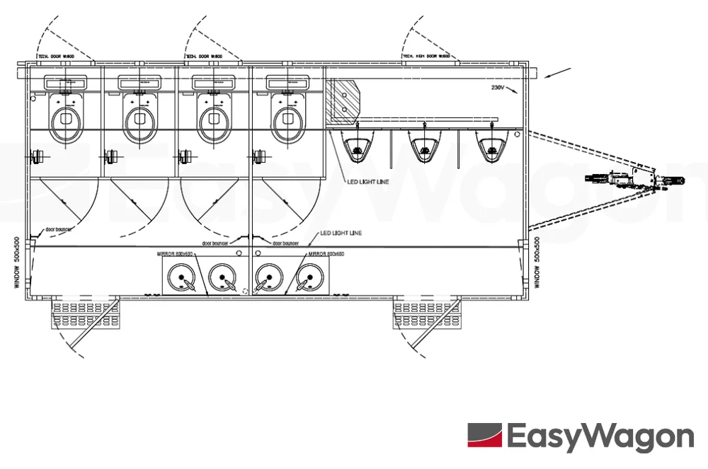 Plattegrond van de toiletwagen Easywagon EW520 313