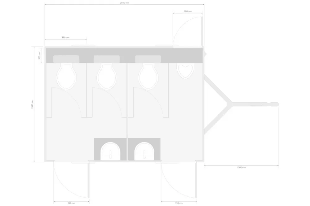 Plattegrond van de toiletwagen Global GL3200 1A212