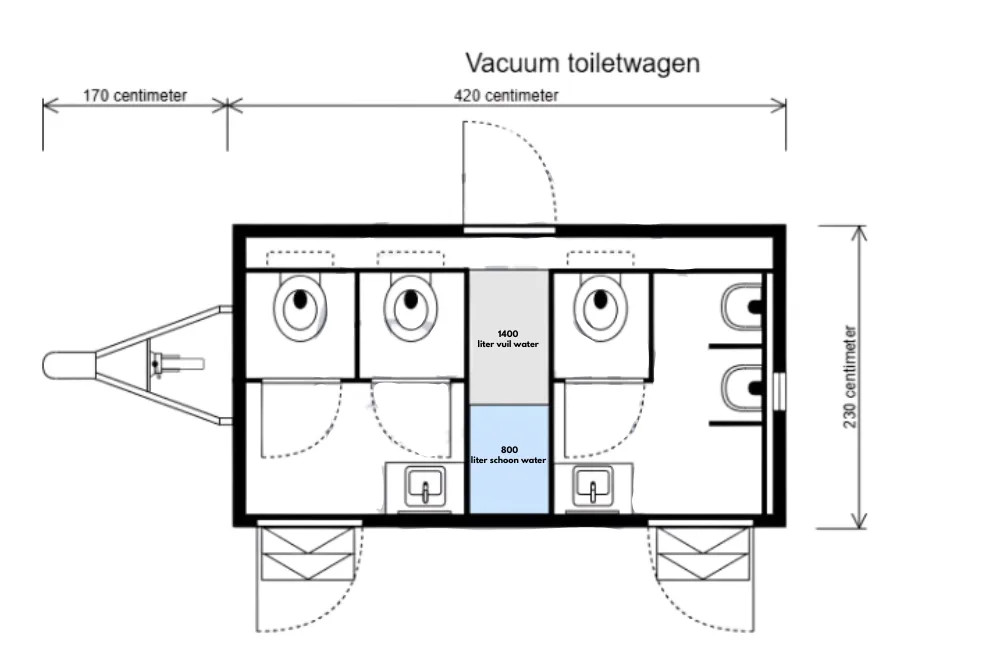 Plattegrond van de vacuüm toiletwagen Global GL4200 212