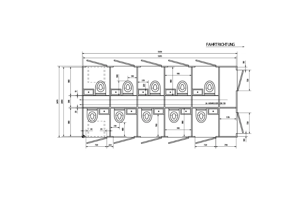 Plattegrond van de toiletwagen Global GL5200 Privacy 10