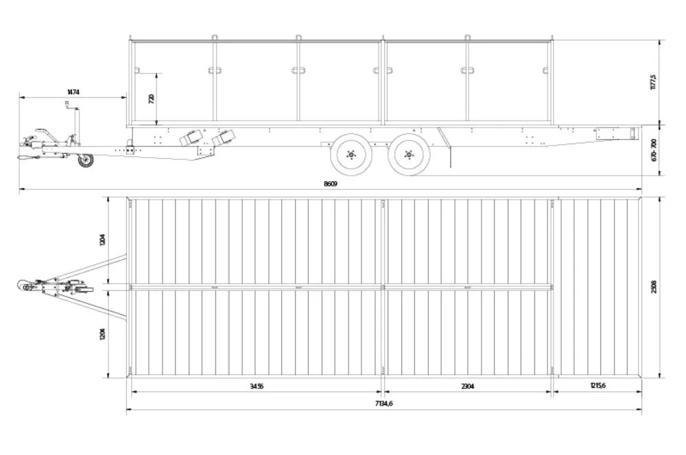 Plattegrond van de transporttrailer Global Express 12