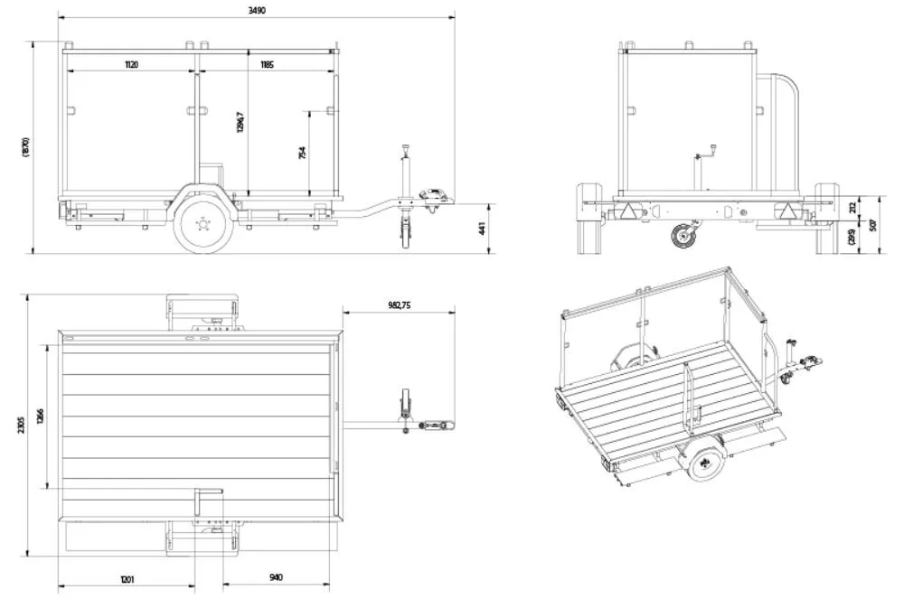 Plattegrond van de transporttrailer Global Express 2