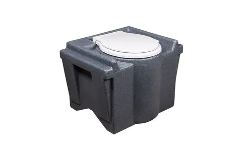 Toilettank Flexitank, compacte tank in grijs kunststof met een witte klep