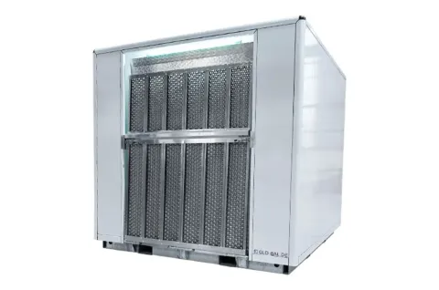 GM C2800 Handicap Douche, witte container met een ingeklapte oprijplaat