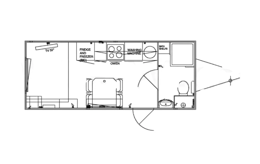 Plattegrond van de mobiele woonunit 570 Compleet