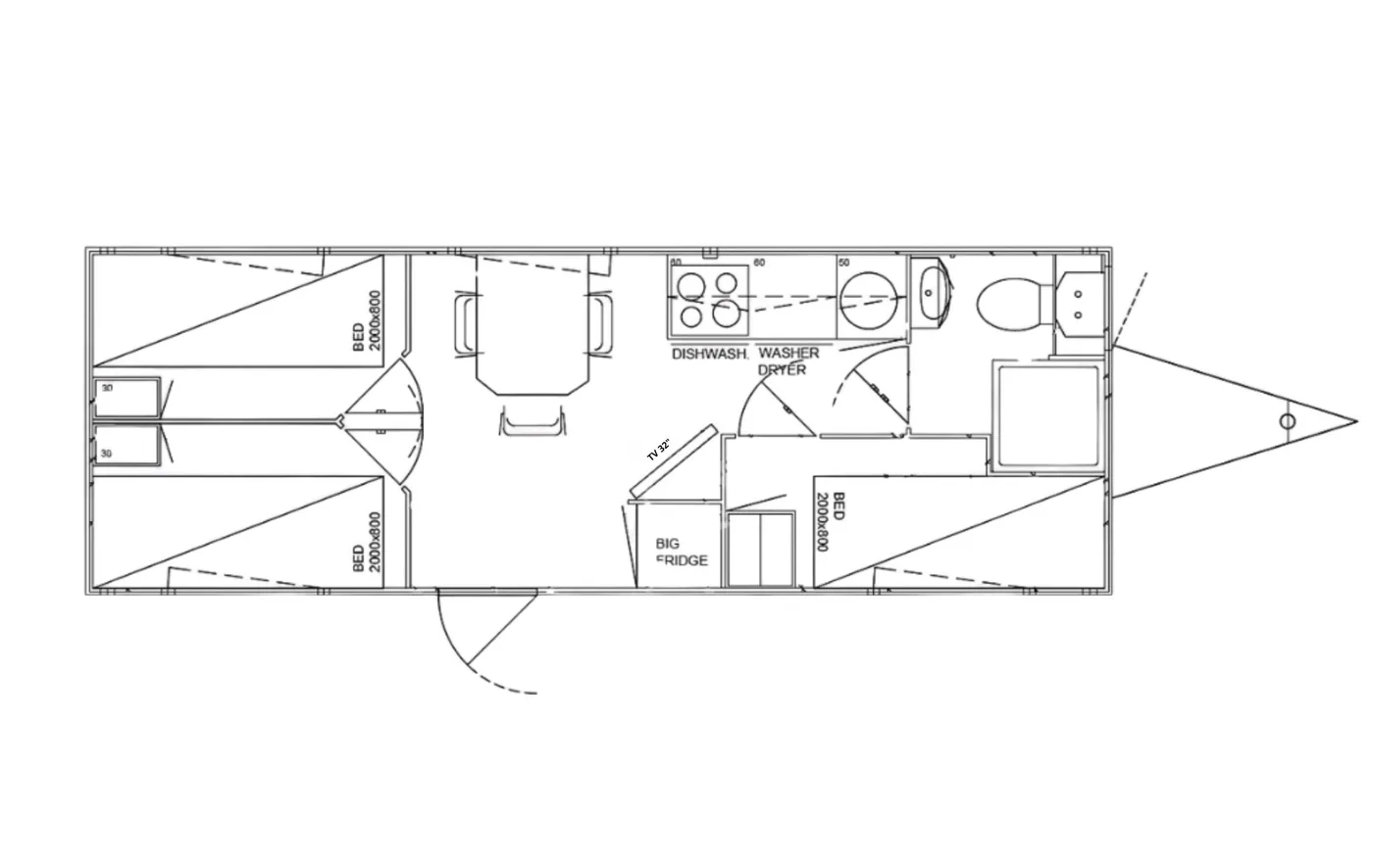 Plattegrond van de mobiele woonunit 730 3A