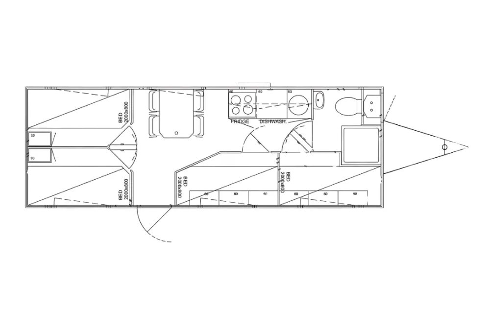 Plattegrond van de mobiele woonunit 730 4A