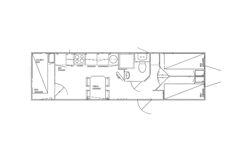 Plattegrond van de mobiele woonunit 900 3A