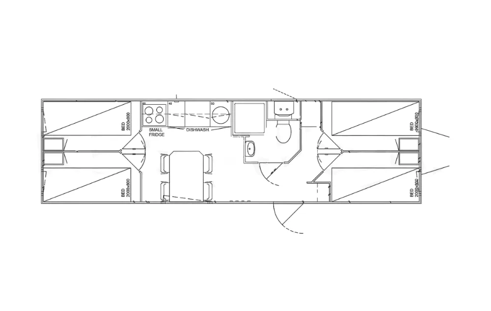 Plattegrond van de mobiele woonunit 900 4A