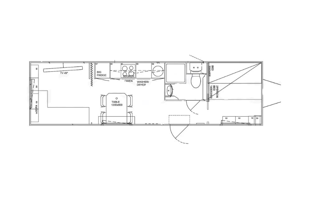 Plattegrond van de mobiele woonunit 900 Flex